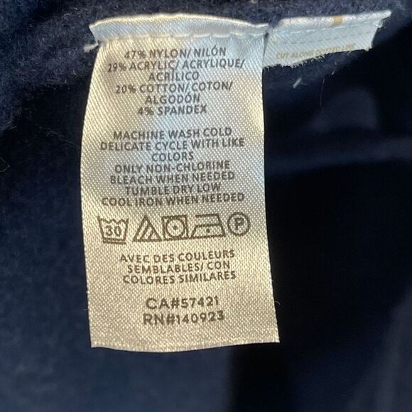 LOFT Long Cardigan Sweater Dress Women's Large Pink Navy Striped Knit Button Up - Picture 9 of 16